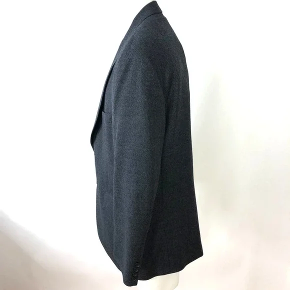 Brooks Brothers 346 Wool 44R Button Sport Coat Jacket Herringbone Blue Gray